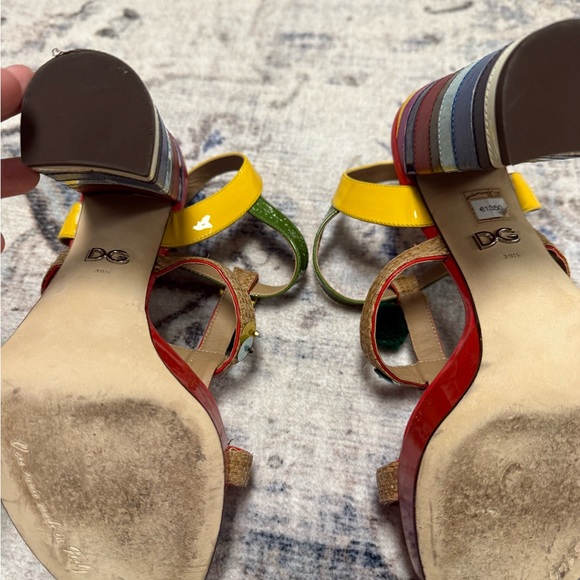 Dolce & Gabbana Red and Yellow Floral Heels - Picture 6 of 9